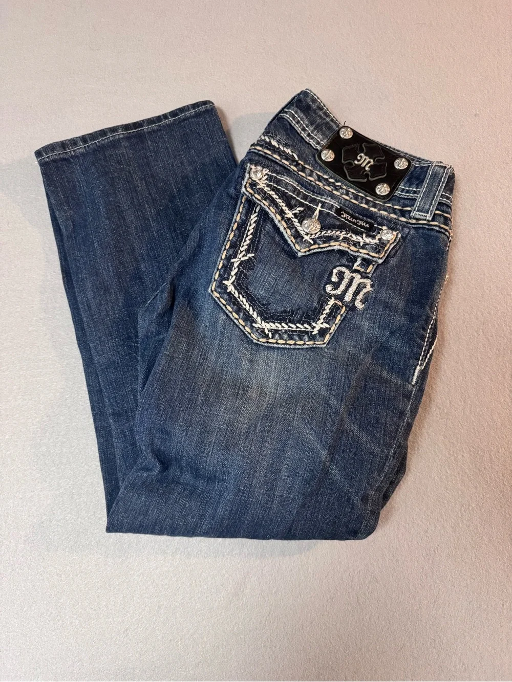 Y2K Miss Me Indigo Cropped/Capri Bootcut Jeans Size 28